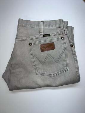 Vintage Wrangler Western Jeans 36x28 Grey Cowboy Cut Made in USA 13MWZPG 0480